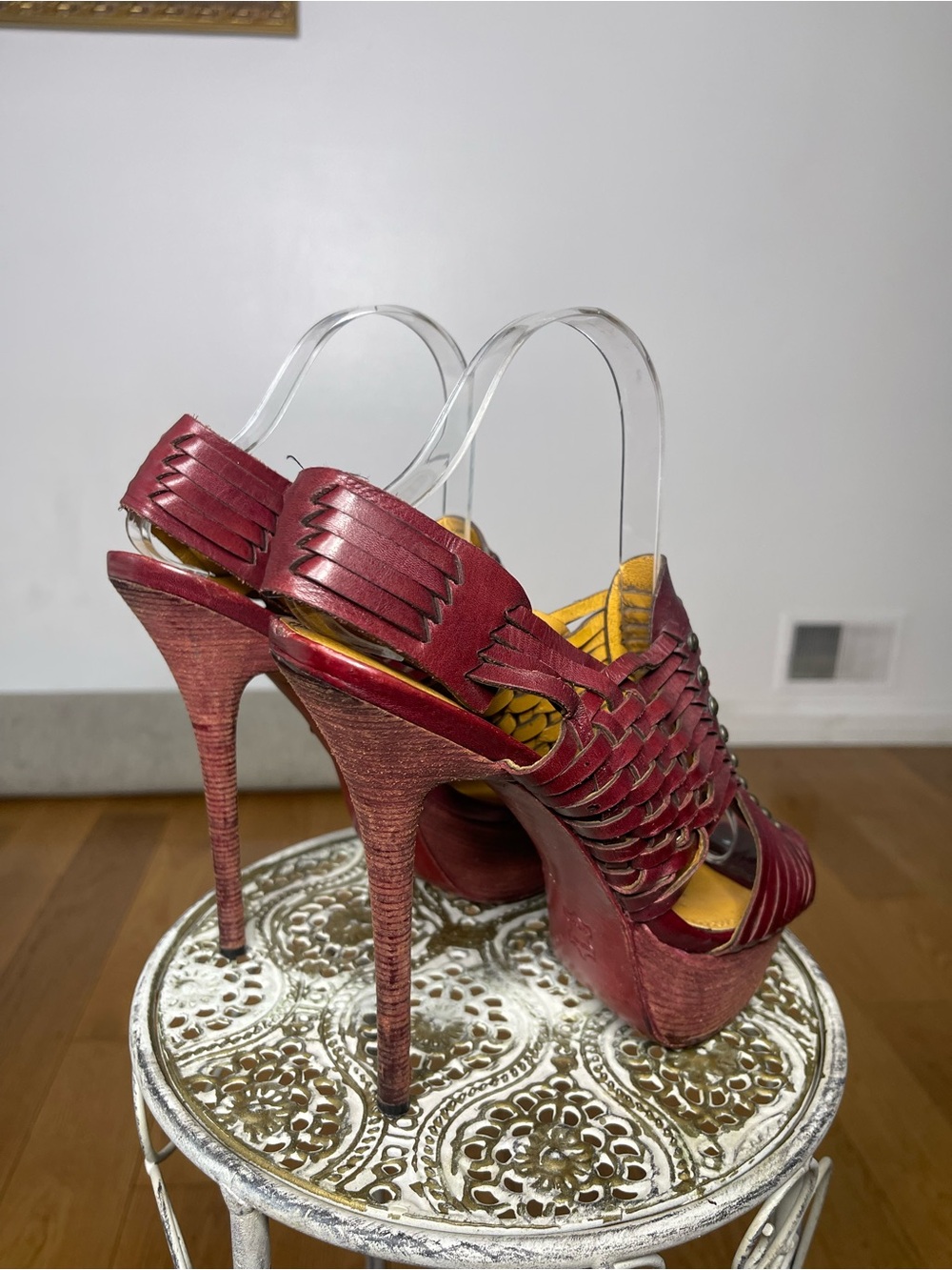 VINTAGE Eric Rutberg Transparent Basket Weave Platform Sandals – size: 9
